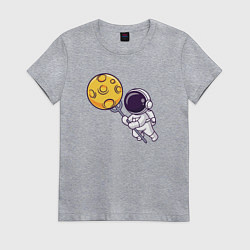 Футболка хлопковая женская Поймать луну, цвет: меланж