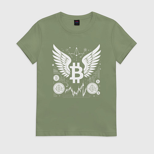Женская футболка Биткоин с крыльями / Авокадо – фото 1