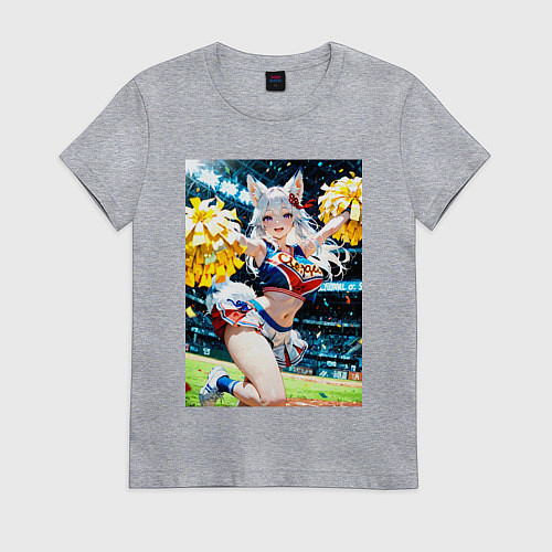 Женская футболка Жаркая поддержка от лисицы / Меланж – фото 1