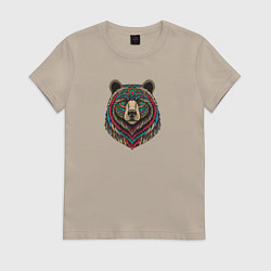Женская футболка Портрет медведя этника