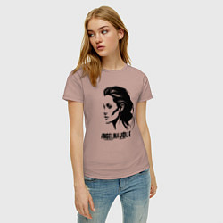 Футболка хлопковая женская Анджелина Джоли в профиль, цвет: пыльно-розовый — фото 2
