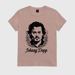 Женская футболка Джонни Депп в цветах
