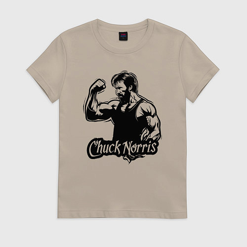 Женская футболка Мускулистый Чак Норрис / Миндальный – фото 1