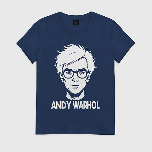 Женская футболка Энди Уорхол в аниме стиле / Тёмно-синий – фото 1