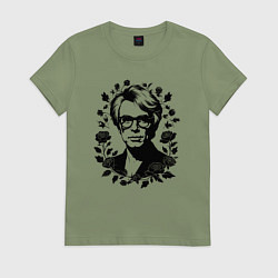 Женская футболка Энди Уорхол в цветочном обрамлении