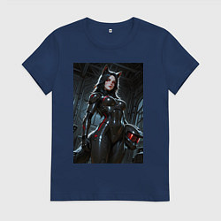 Футболка хлопковая женская Лиса косплей Мастера Чифа, цвет: тёмно-синий