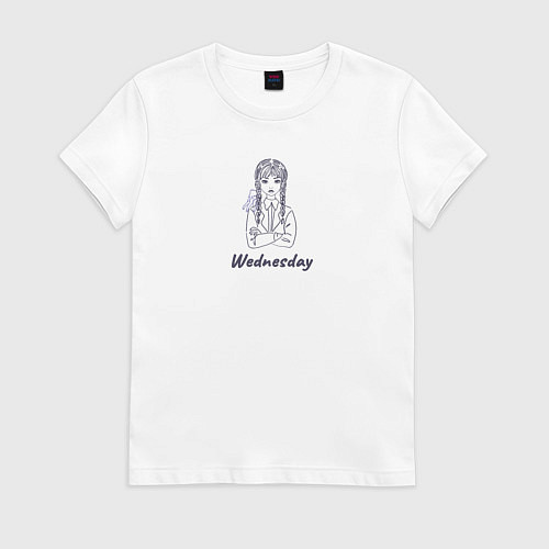 Женская футболка Уэнсдей и вещь скетч / Белый – фото 1