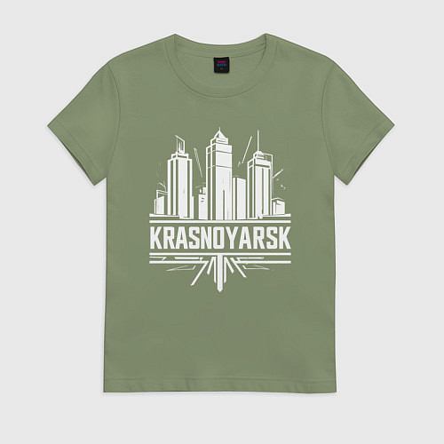 Женская футболка Красноярск урбан пейзаж / Авокадо – фото 1