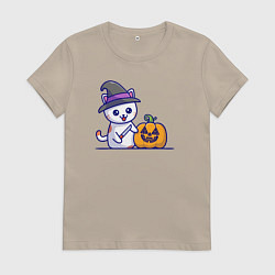 Женская футболка Cat pumpkin