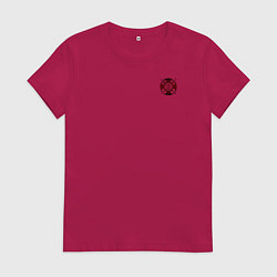 Женская футболка На бога надейся черно-красный орнамент