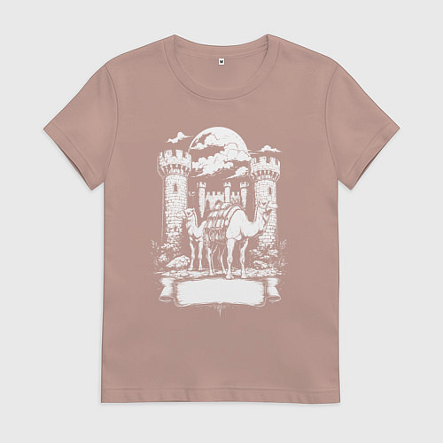 Женская футболка Верблюды под луной у замка Челябинск / Пыльно-розовый – фото 1