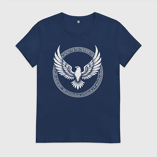 Женская футболка Орел стилизованый круг / Тёмно-синий – фото 1