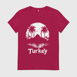 Футболка хлопковая женская Лунный силуэт Турции, цвет: маджента