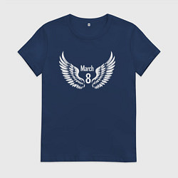 Женская футболка 8 марта с крыльями