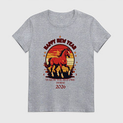 Женская футболка Красный огненный конь символ 2026