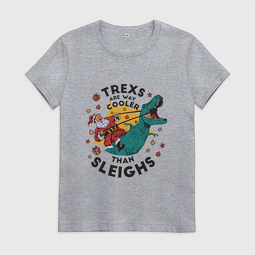Женская футболка Санта на динозавре / Меланж – фото 1