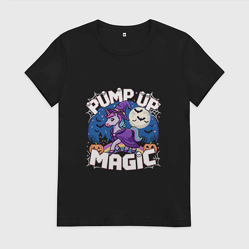 Женская футболка Хэллоуин Единорог пиксель / Черный – фото 1