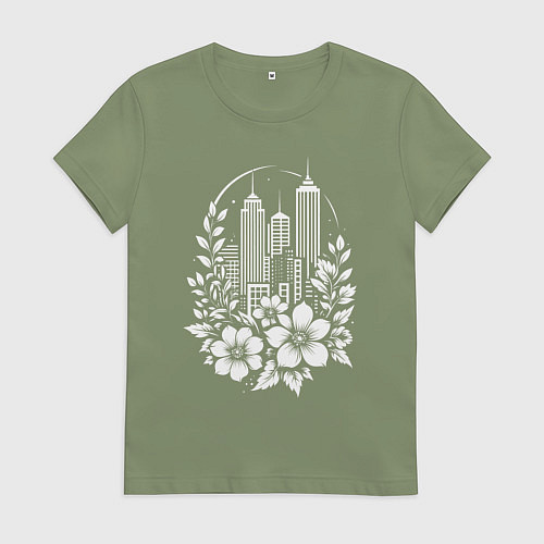 Женская футболка Город в цветах / Авокадо – фото 1