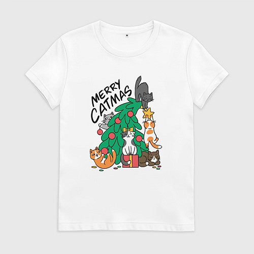 Женская футболка Merry catmas / Белый – фото 1
