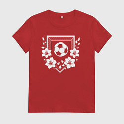 Женская футболка Футбольные ворота и мяч в цветах