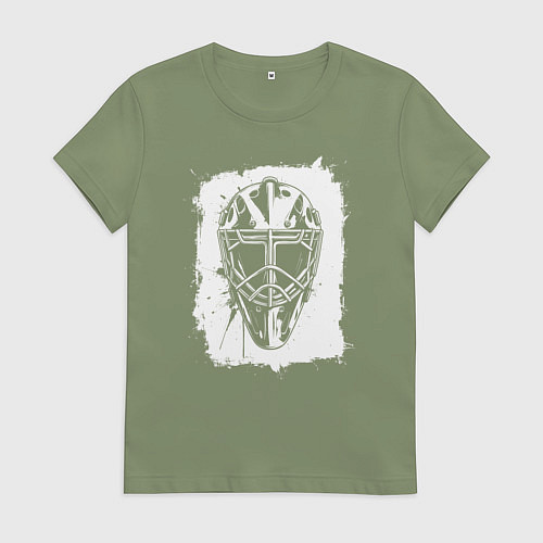 Женская футболка Вратарская маска в белом квадрате / Авокадо – фото 1