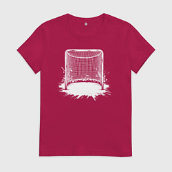 Футболка хлопковая женская Хоккейная рамка, цвет: маджента