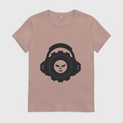 Женская футболка Логотип c лицом и шестернёй в наушниках