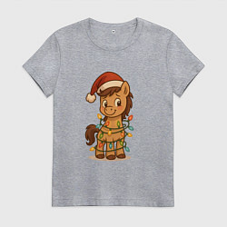 Женская футболка Лошадка в гирлянде