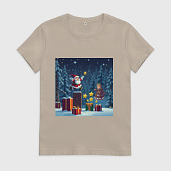 Женская футболка Дед Морозио и Принцесса Снегурочка: вперёд за звёз