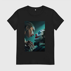 Футболка хлопковая женская Джокер и Харли Квинн, цвет: черный