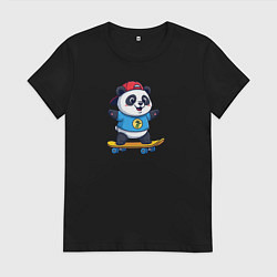 Женская футболка Милая панда на скейте