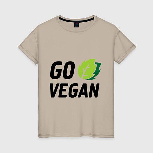 Женская футболка Go vegan / Миндальный – фото 1