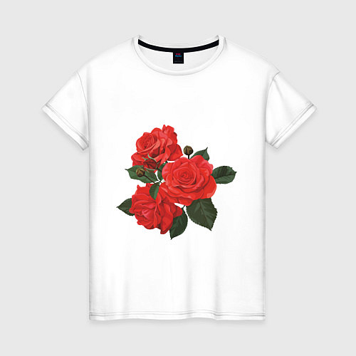 Женская футболка Красные розы / Белый – фото 1
