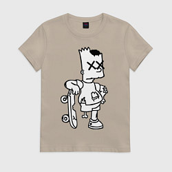 Футболка хлопковая женская Bart Simpsons Zombie, цвет: миндальный