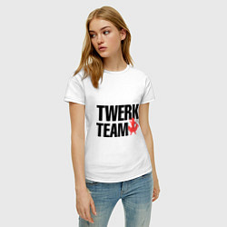 Футболка хлопковая женская Twerk team, цвет: белый — фото 2