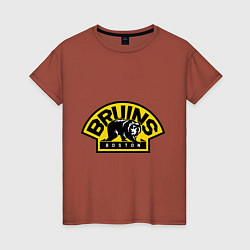 Футболка хлопковая женская HC Boston Bruins Label, цвет: кирпичный