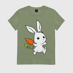 Женская футболка Зайка с морковкой