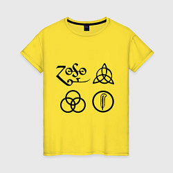 Футболка хлопковая женская Led Zeppelin: symbols, цвет: желтый