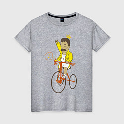 Футболка хлопковая женская Фредди на велосипеде, цвет: меланж