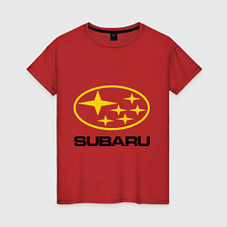 Футболка хлопковая женская Subaru Logo, цвет: красный