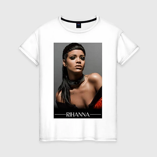 Женская футболка Rihanna: portrait / Белый – фото 1