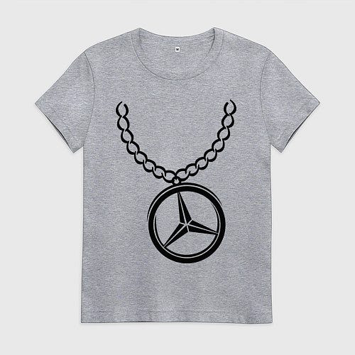 Женская футболка Мерседес медальон / Меланж – фото 1