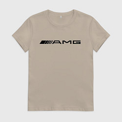 Футболка хлопковая женская AMG, цвет: миндальный