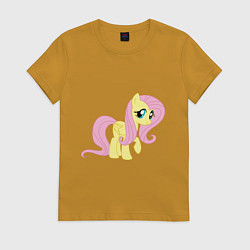 Футболка хлопковая женская Пони пегас Флаттершай, цвет: горчичный