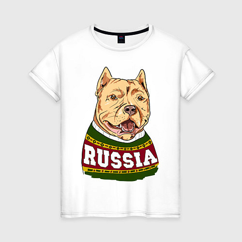 Женская футболка Made in Russia: собака / Белый – фото 1