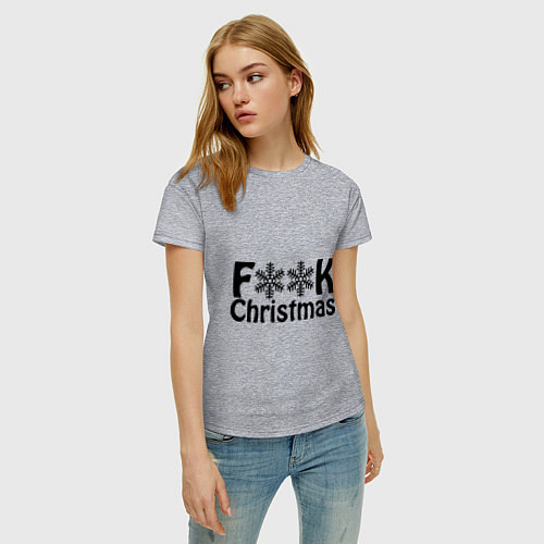 Женская футболка F@ck christmas / Меланж – фото 3