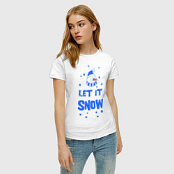 Футболка хлопковая женская Снеговик Let it snow, цвет: белый — фото 2