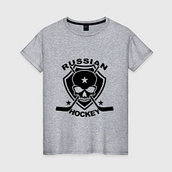 Футболка хлопковая женская Russian hockey, цвет: меланж