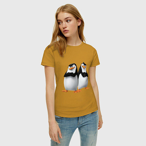 Женская футболка Пингвины Мадагаскара / Горчичный – фото 3