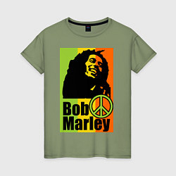 Футболка хлопковая женская Bob Marley: Jamaica, цвет: авокадо